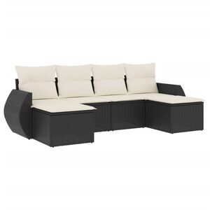 vidaXL Loungegrupp med dynor 6 delar svart konstrotting