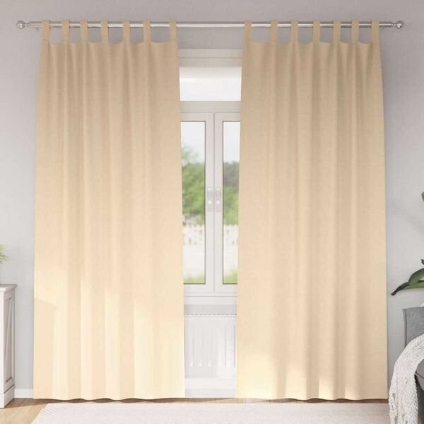 vidaXL M&ouml;rkl&auml;ggningsgardiner med Ringar 2 pcs Kr&auml;m 245 x 140 cm