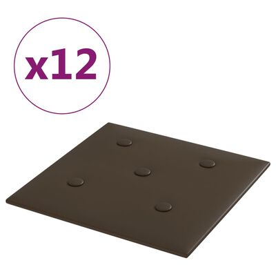 vidaXL Väggpaneler 12 st brun 30x30 cm konstläder 1,08 m²