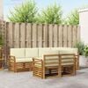 vidaXL Sektionsoffgrupp 7 pcs Naturlig och Gr&auml;dde Massivt Akaciatr&auml;