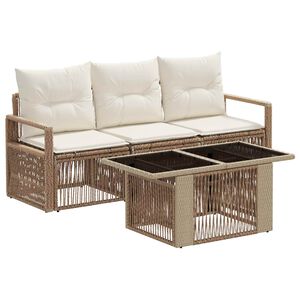 vidaXL Tr&auml;dg&aring;rdsoffset 4 st Beige och kr&auml;mvit konstrotting