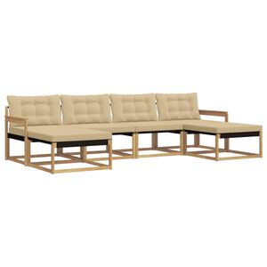 vidaXL Utomhussoffset med kudde 6 pcs Vit och Beige