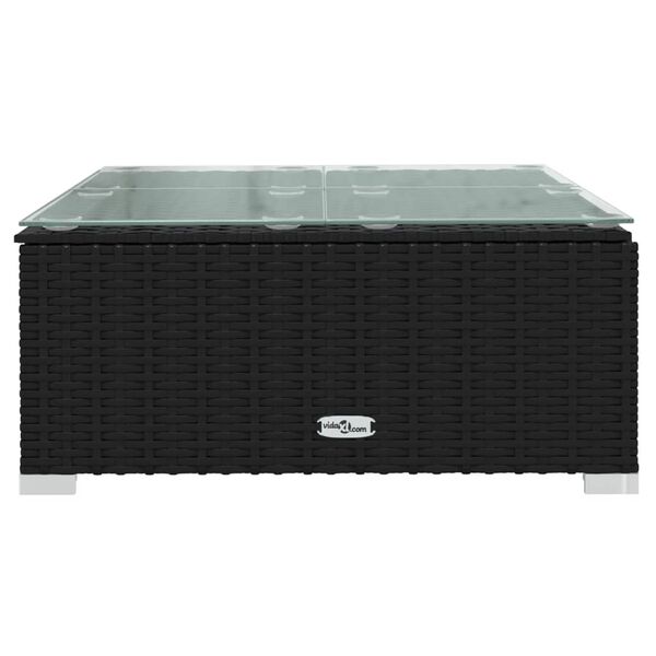 vidaXL Soffbord f&ouml;r tr&auml;dg&aring;rden svart 60x60x30 cm konstrotting och glas