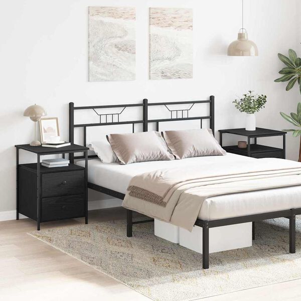 vidaXL Nattduksbord 2 pcs Svart Ek 34 x 35,5 x 50 cm Konstruerat tr&auml;