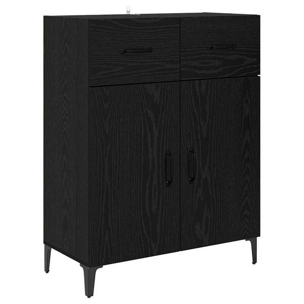 vidaXL Sideboard med l&aring;da Svart Ek 69,5 x 34 x 90 cm Konstruerat tr&auml;