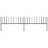 vidaXL Trädgårdsstaket med bågeöverdel stål 359x60 cm svart
