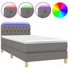 vidaXL Rams&auml;ng med madrass & LED m&ouml;rkgr&aring; 90x190 cm tyg