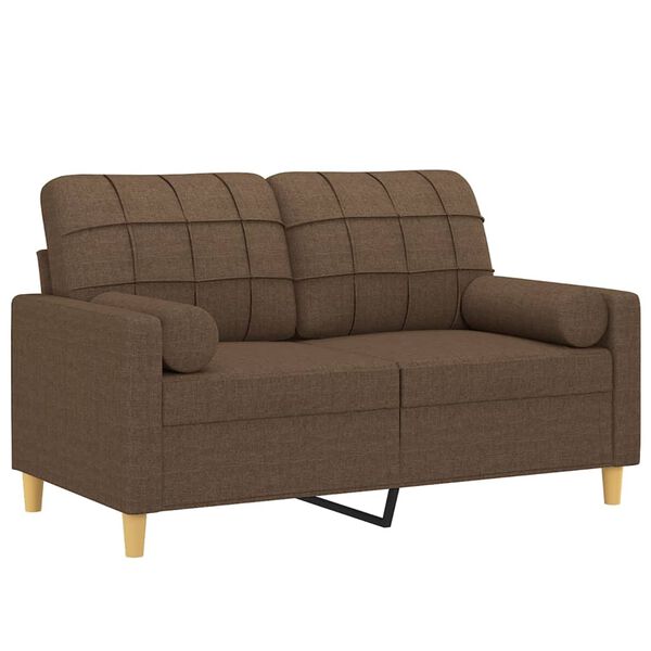 vidaXL 2-sits soffa med prydnadskuddar brun 120 cm tyg