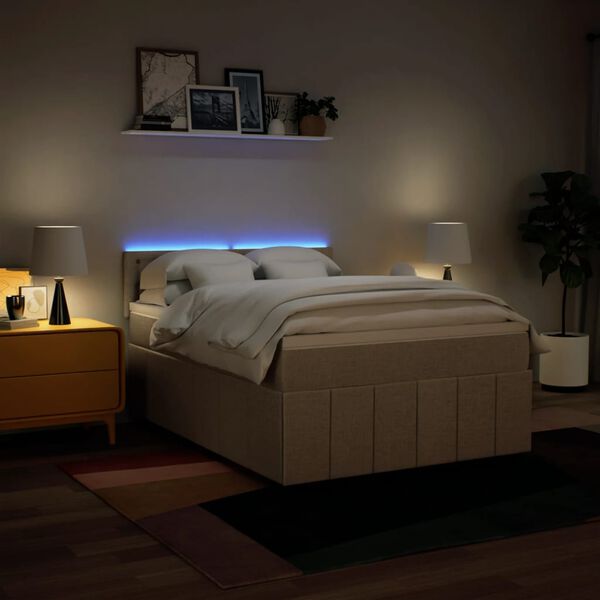 vidaXL Rams&auml;ng med madrass gr&auml;ddvit 140x200 cm tyg