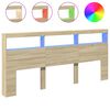 vidaXL S&auml;nggavel med LED sonoma-ek 220x17x102 cm