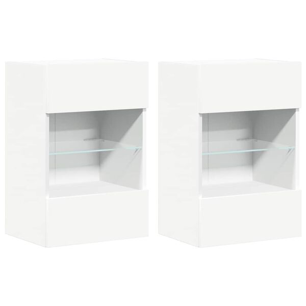 vidaXL N&aacute;stenn&eacute; skrinky s LED osvetlen&iacute;m pre TV 2 st vit 40x30x60,5 cm