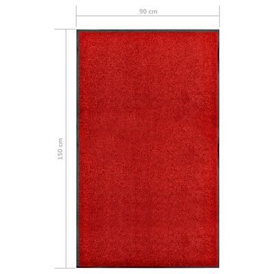vidaXL Dörrmatta tvättbar röd 90x150 cm