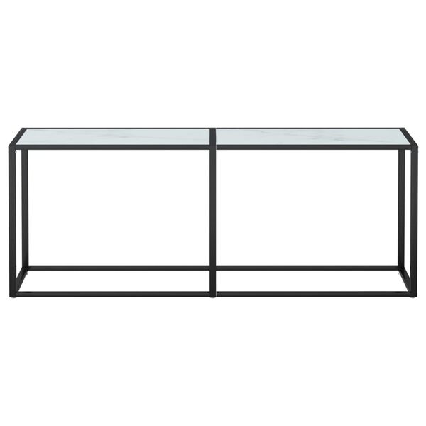 vidaXL Konsolbord vit marmor 200x35x75,5 cm h&auml;rdat glas