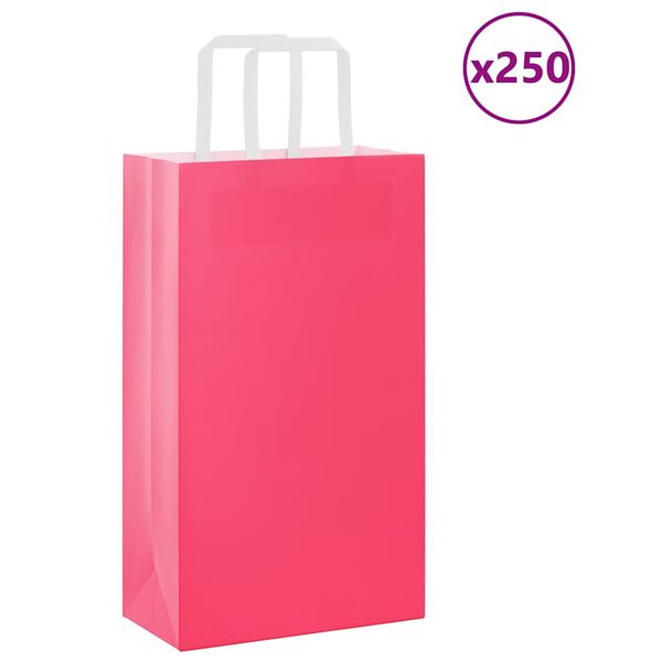 vidaXL Pappersp&aring;sar 250 st med handtag rosa 21x11x36 cm