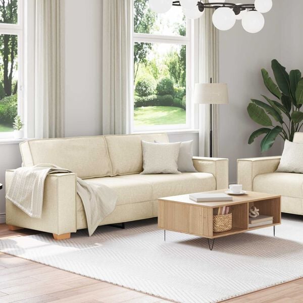 vidaXL Soffa 2 pcs Beige 220 x 80 x 84 cm Linnenblandad tyg