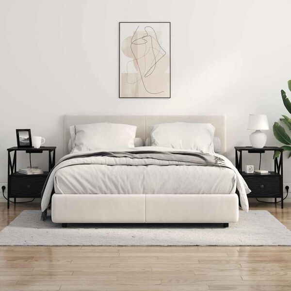 vidaXL Nattduksbord Svart Ek 41,5 x 40,5 x 55 cm Konstruerat trä