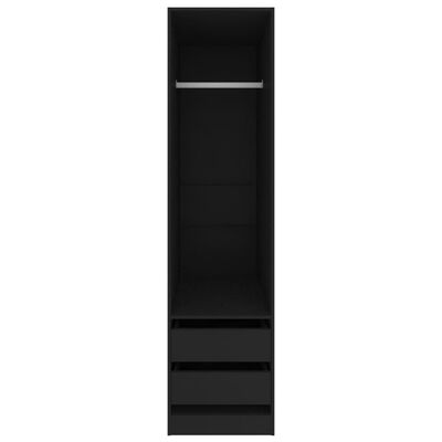 vidaXL Garderob med lådor svart 50x50x200 cm konstruerat trä