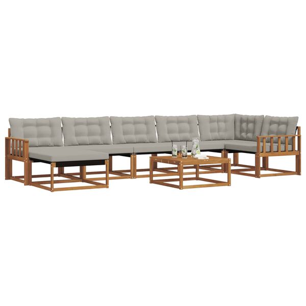 vidaXL Utomhussoffset 8 pcs Naturlig och Ljus Gr&aring; Massivt Akaciatr&auml;