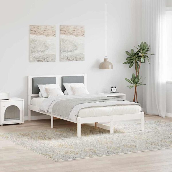 vidaXL S&auml;ngram med huvudgavel Ljusgr&aring; 120 x 190 cm Massiv furu