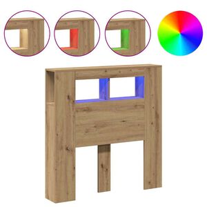 vidaXL S&auml;nggavel LED artisan ek 100x18,5x103,5 cm konstruerat tr&auml;