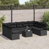 vidaXL Soffset med kudde 10 pcs Svart konstrotting