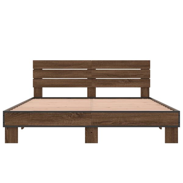 vidaXL S&auml;ngram brun ek 160x200 cm konstruerat tr&auml; och metall