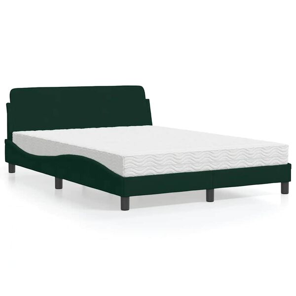 vidaXL Bed with Mattress "Dover" Dark Green 120x200 cm Velvet