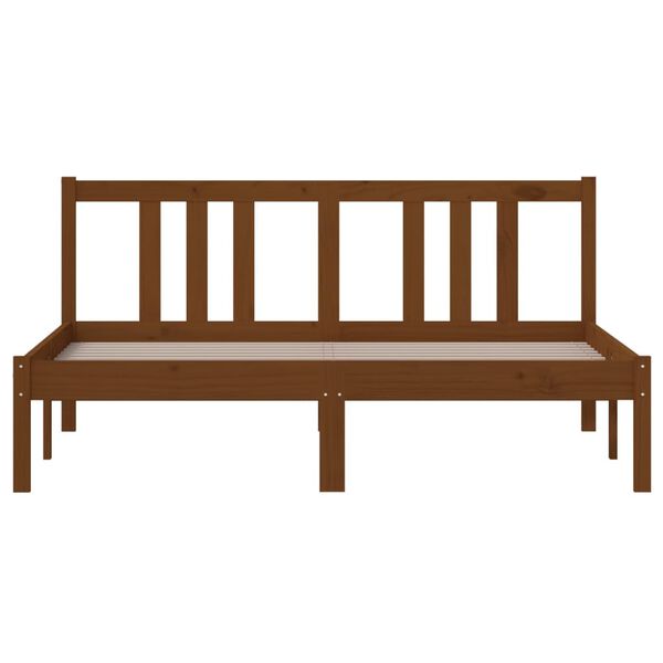 vidaXL Sängram honungsbrun massivt trä 140x190 cm