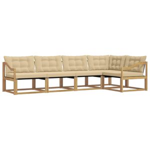 vidaXL Utomhussoffset med kudde 5 pcs Vit och Beige