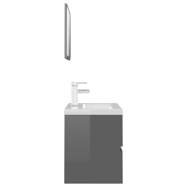 vidaXL Badrumsm&ouml;bler set gr&aring; h&ouml;gglans konstruerat tr&auml;