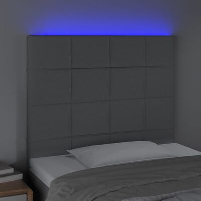 vidaXL Sänggavel LED ljusgrå 80x5x118/128 cm tyg