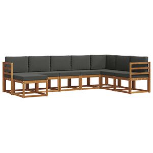 vidaXL Utomhussoffset med kudde 8 pcs Naturlig och Antracit