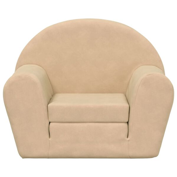 vidaXL B&auml;ddsoffa f&ouml;r barn gr&auml;ddvit mjuk plysch