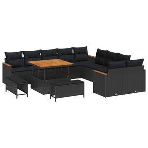 vidaXL Tr&auml;dg&aring;rdsoffset med kudde 13 pcs Svart konstrotting