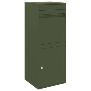 vidaXL Paketbox med lagring med d&ouml;rr Olivgr&ouml;n 41 x 38 x 103 cm St&aring;l