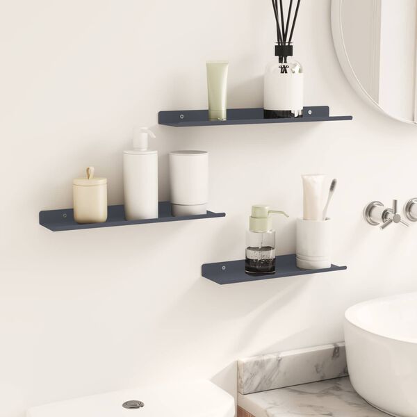 vidaXL Flytande hylla V&auml;ggmonterad 3 pcs Antracit 40 x 9 x 2,5 cm St&aring;l