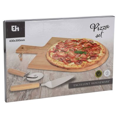 Excellent Houseware Pizzaset 3 delar 43x30 cm bambu