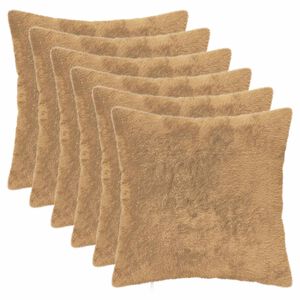 vidaXL Kudd&ouml;verdrag 6 st HEERLEN Taupe 30 x 30 cm Faux Kaninp&auml;ls