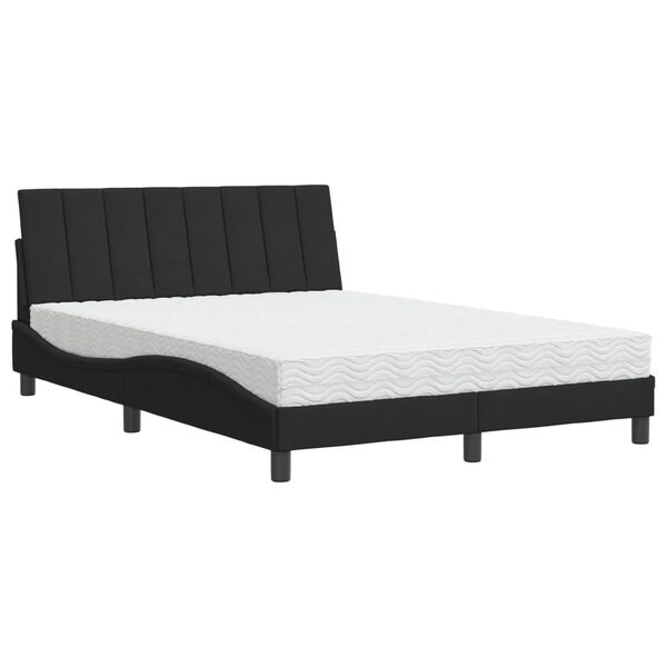 vidaXL Bed with Mattress "Hanko" Black 120x200 cm Velvet