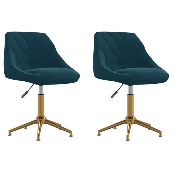vidaXL Snurrbara matstolar 2 st bl&aring; sammet