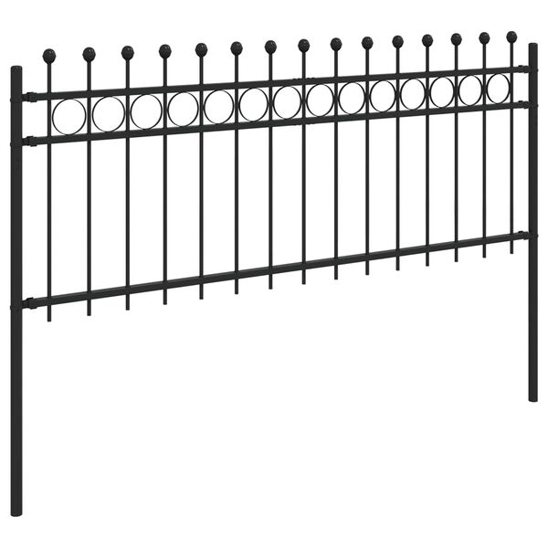 vidaXL Ringstaket Svart 200 x 130 cm Pulverlackerat st&aring;l