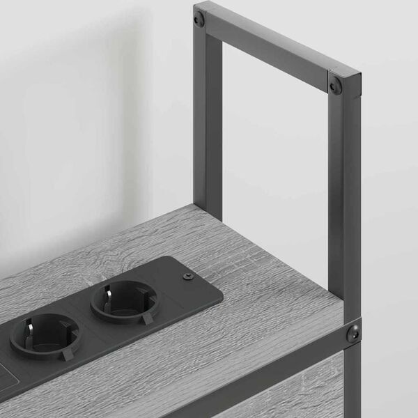 vidaXL F&ouml;rvaringsgavel med Laddstation med hylla Gr&aring; sonoma 140 cm