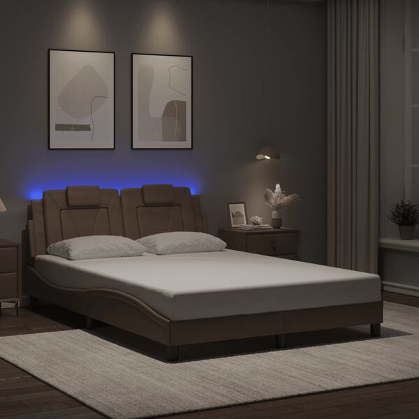 vidaXL Bed Frame "Viana" with LED without Mattress Cappuccino 120x200 cm