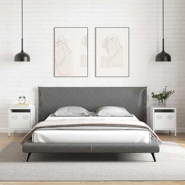 vidaXL S&auml;ngbord 2 st vit 35x39x43,5 cm st&aring;l