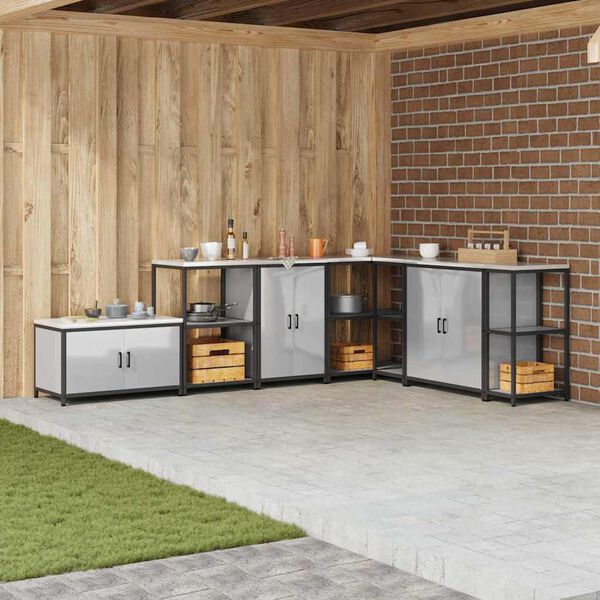 vidaXL Köksförvaring med hylla med lagring Silver 60 x 50 x 92 cm Stål