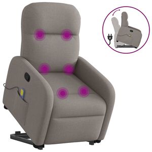 vidaXL Massagef&aring;t&ouml;lj med uppresningshj&auml;lp taupe tyg