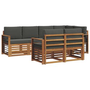 vidaXL Sektionsoffgrupp med kudde 7 pcs Naturlig och Antracit
