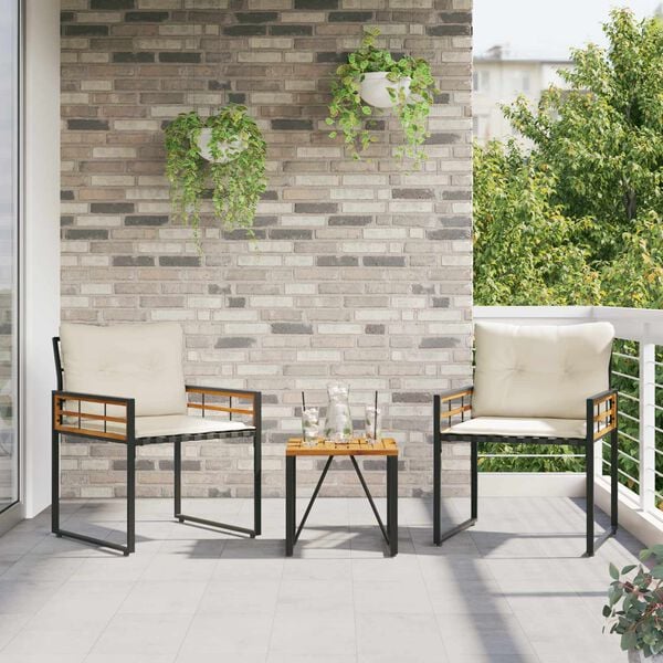 vidaXL Utemöbelset med kudde 3 pcs Kräm