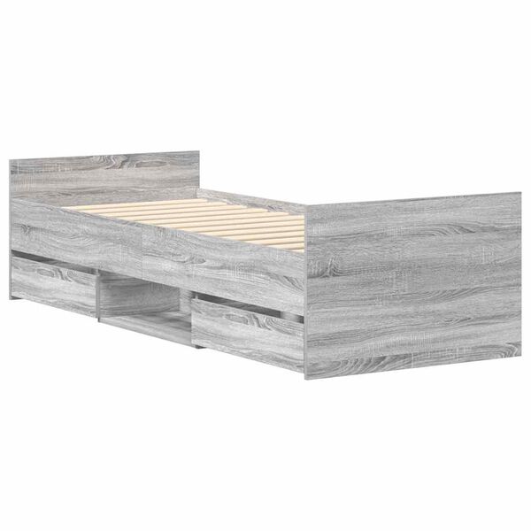 vidaXL S&auml;ngram med huvudgavel och fotgavel gr&aring; sonoma 75x190 cm