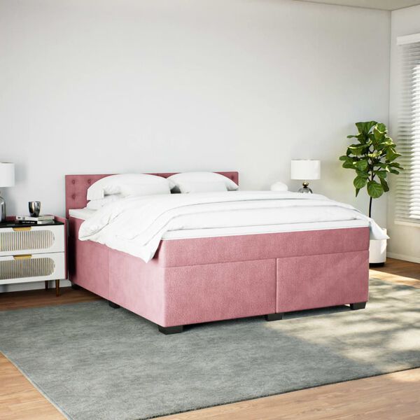vidaXL Rams&auml;ng med madrass rosa 180x200 cm sammet